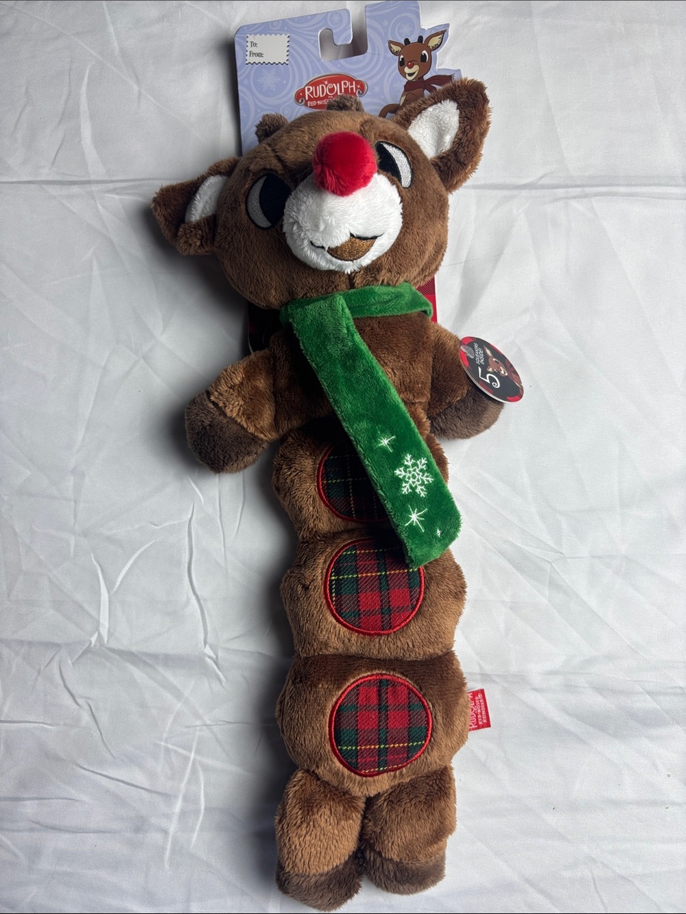BNWT Woof Dog Toy: Rudolph the Red-Nosed Reindeer. 5 Squeakers
